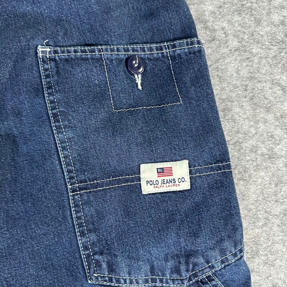 Vintage 90s Polo Jeans Co Ralph Lauren Carpenter Pants Mens 38x32 Blue Workwear - Picture 5 of 9